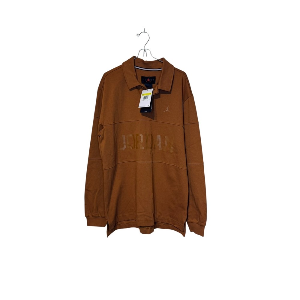 Jordan Men's Shirt Hyperwarm Knit Rugby Arm‎ Long Sleeve Loose Fit Tan Small NWT